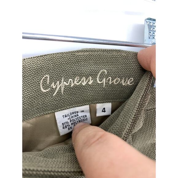 VTG Cypress Grove 2 Piece Suit Set Blazer Straight Leg Pant Womens XS Olive Tan - Picture 8 of 9